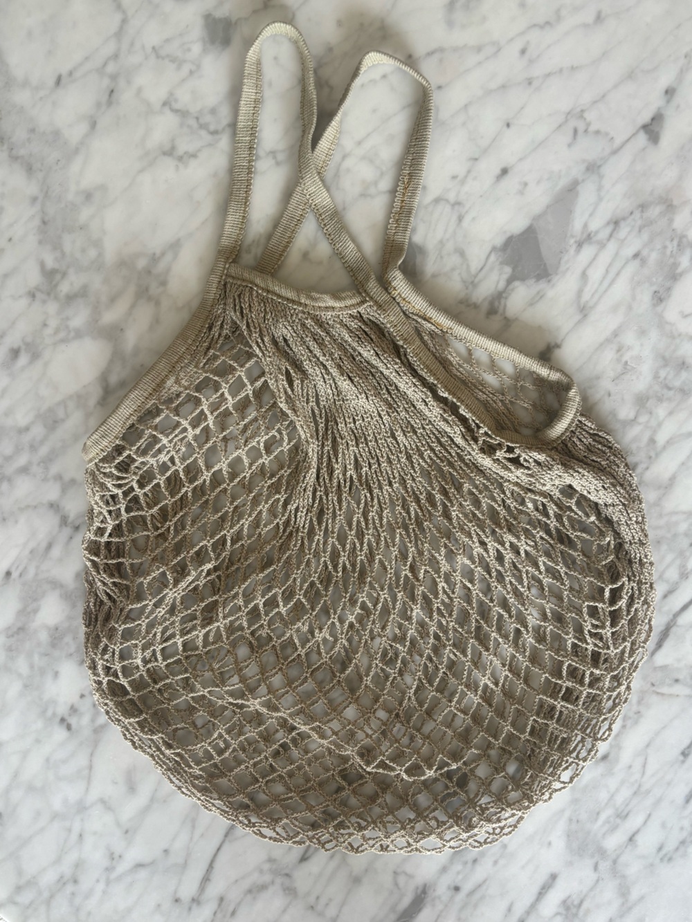 Neutral Beige Mesh Market Net Tote Bag
